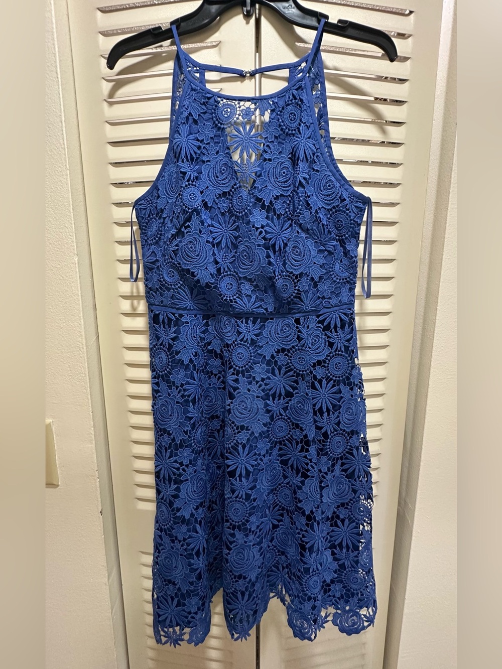 White House Black Market Royal Blue Crochet Midi Dress